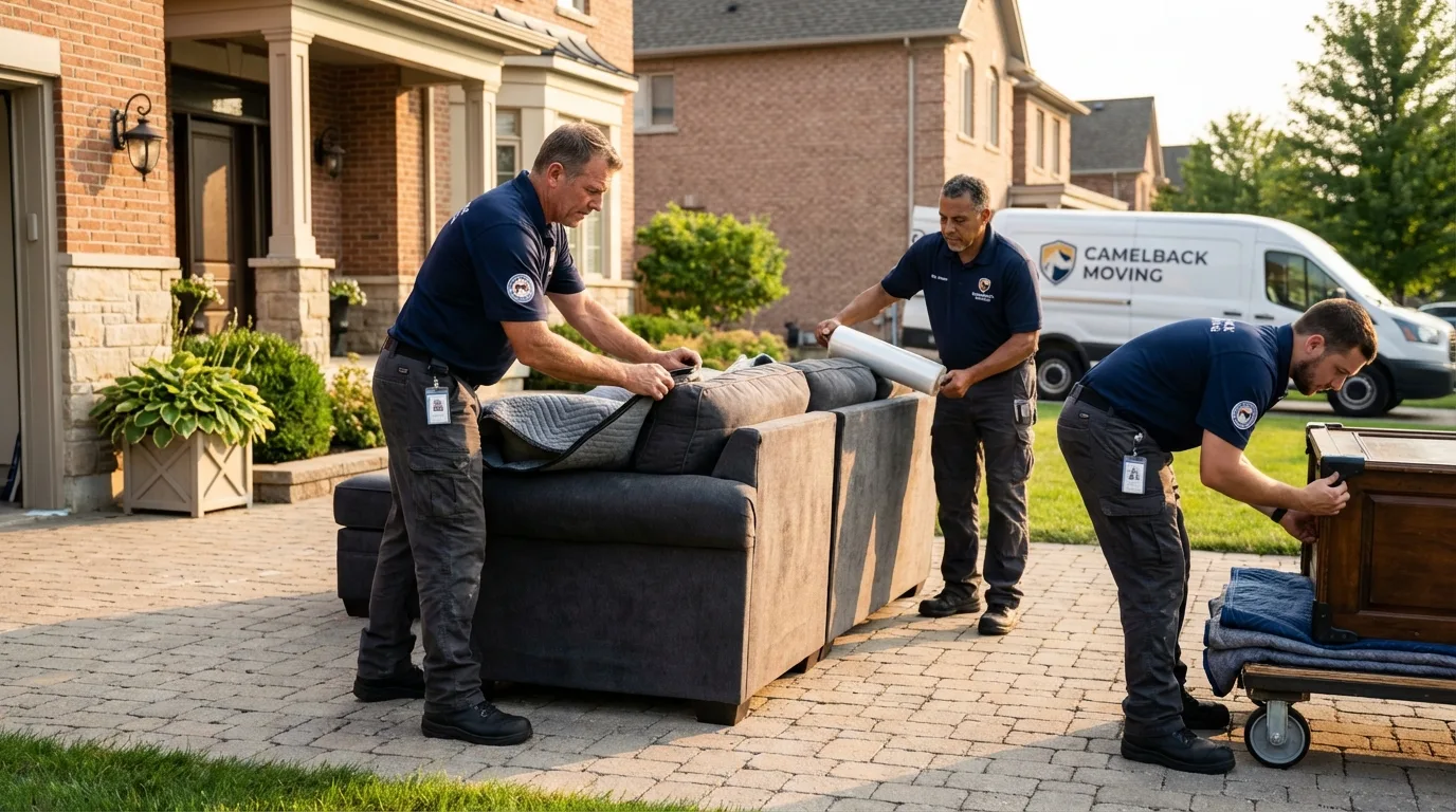 Large estate moving crew wrapping furniture in Waveland, MS