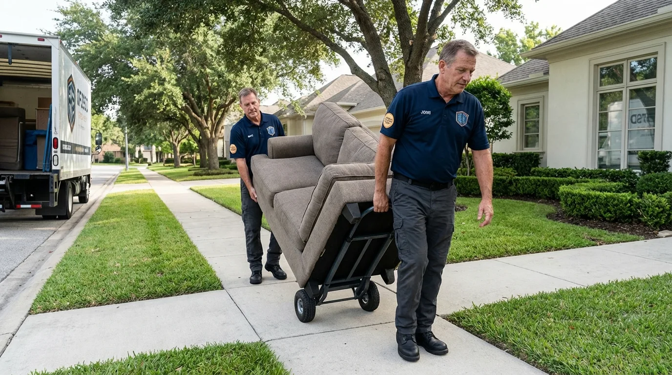Local residential moving crew loading furniture in Waveland, MS