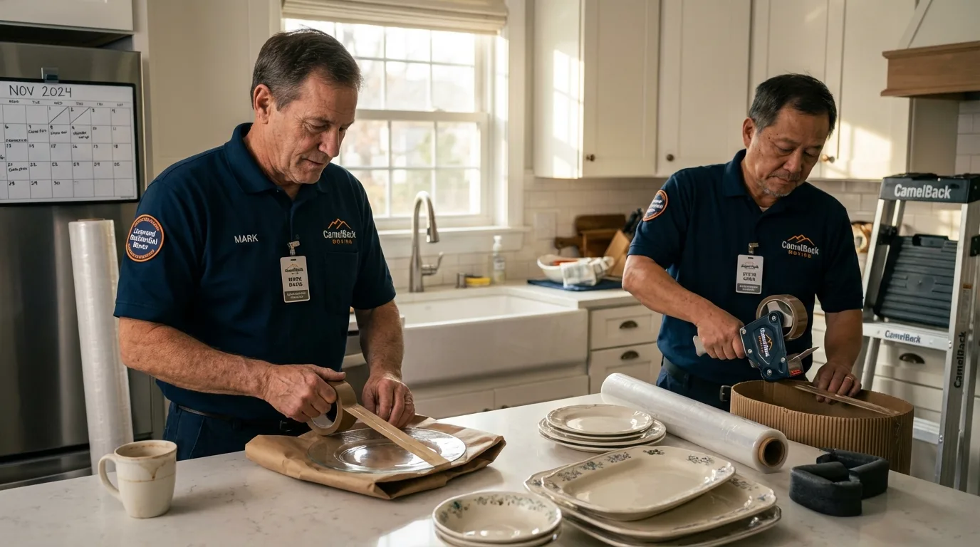 Professional crew packing kitchen dishware in Waveland, MS