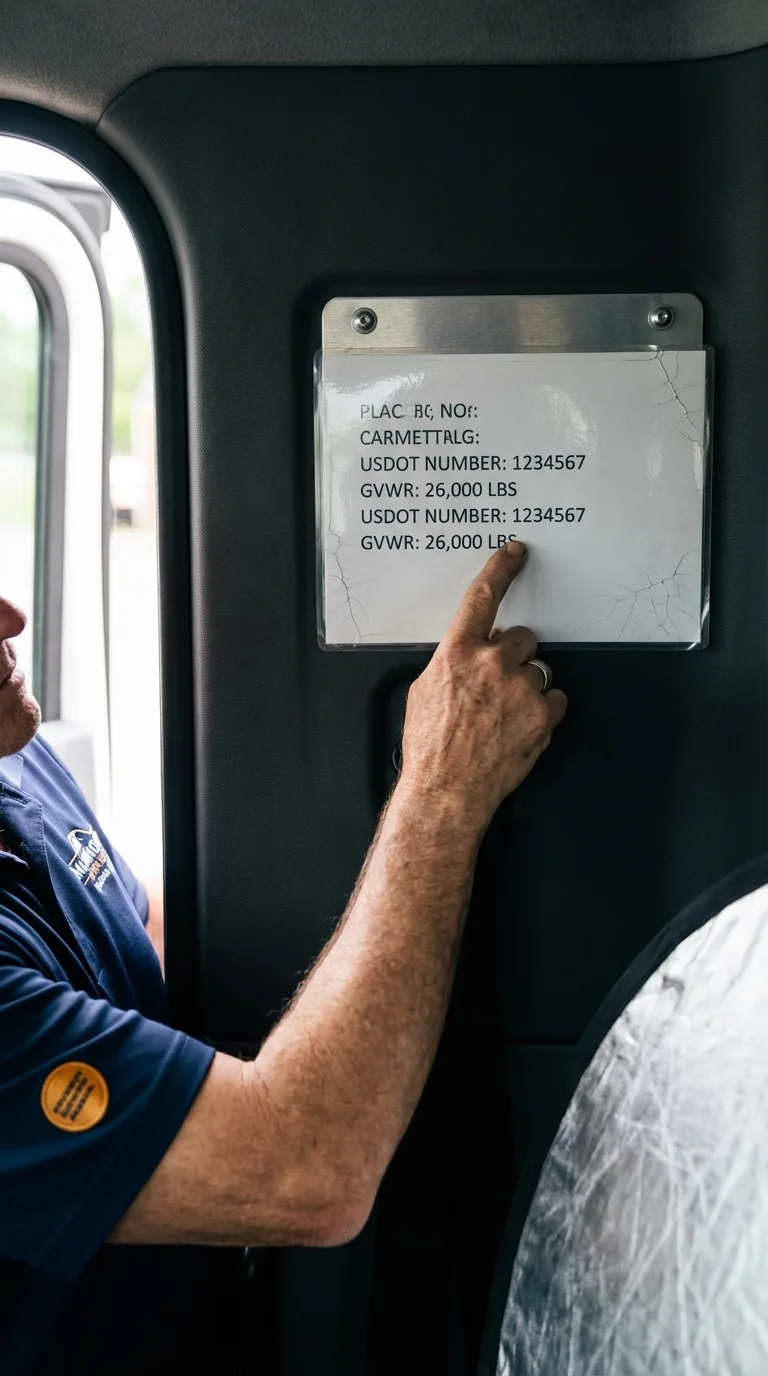 USDOT licensing placard verification in Waveland